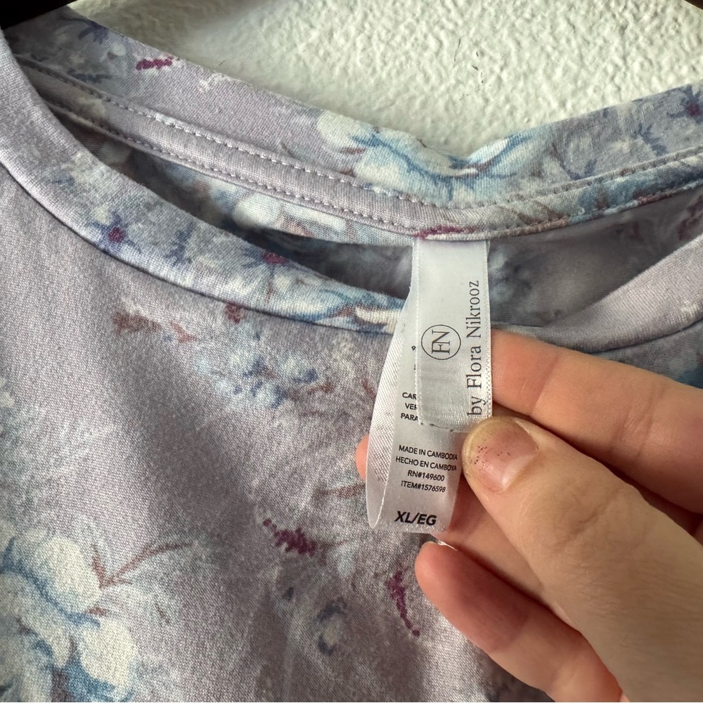 Flora Nikrooz Silky Soft Floral Lilac Pajama Lounge Set Coquette Cottagecore XL - Picture 15 of 16